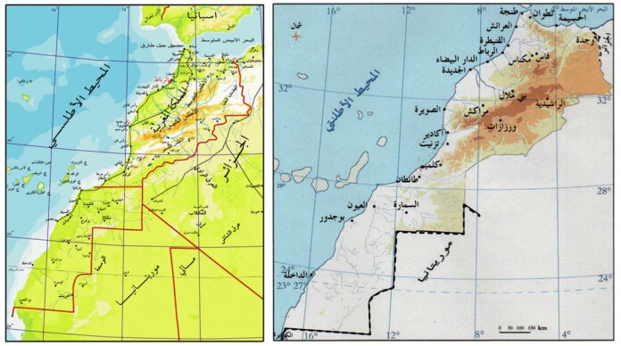 خريطة المغرب Mapas de Marruecos donde las islas parecen formar parte de su territorio.