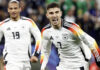 Jugadores alemanes festejan la victoria frente a Dinamarca. Ya están en cuartos. (Fuente: https://uefa.com)