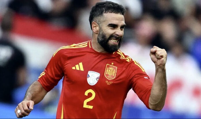 Dani Carvajal, autor de uno de los tres goles de España frente a Croacia. (Fuente: https://www.uefa.com)