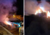 Vehículos ardiendo en Finca España (Fuente: Redes sociales)