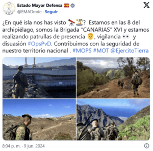 Tal y como publicó elburgado.com, el Ejército español ha desplegado un grupo táctico en todo Canarias por seguridad nacional. (Fuente: X del Estado Mayor de Defensa)