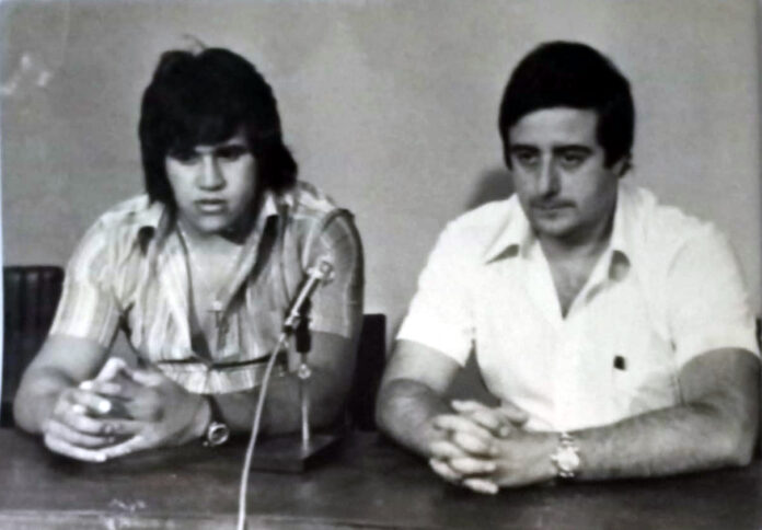 Evangelista y Chaves durante la entrevista en TVEC. (07/08/1976)