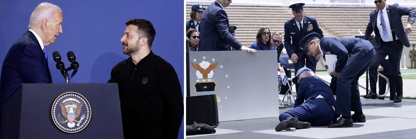 Biden confunde, se cae, parece perdido, todos lo ven incapaz... Pero se mantiene firme en su propósito de optar a un nuevo mandato.